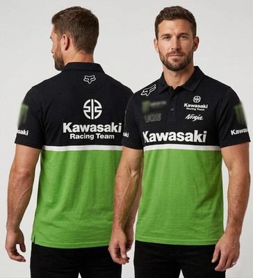 Men Kawasaki Racing Team Print Polo Shirt S-5XL
