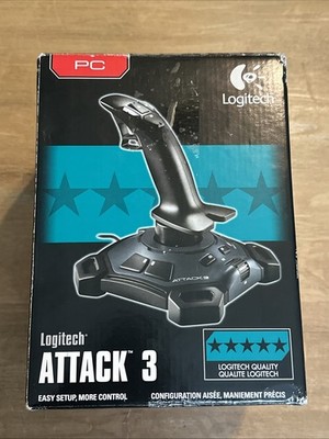 Logitech Attack 3 J-UJ18 ATK3 Joystick Paddle Flight Simulator PC USB Wired