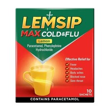 2 x LEMSIP Max Cold & Flu Lemon  10 Sachets Per pack
