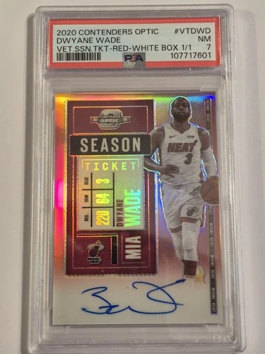 Dwayne Wade 2020 Panini Contenders Optic Red Autograph White Box #1/1 PSA 7 NM