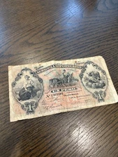 Guatemala Un Peso Marzo 26, 1900. Serial 1361687. Some wrinkles and stainage