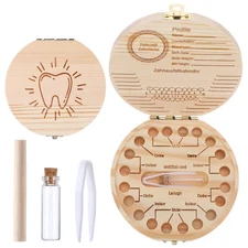 Baby Tooth Fairy Box Baby Wooden Tooth Keepsake Box Lost Tooth Storage Saver ...