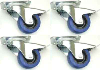 SL-ROLLEN 4 x 80 mm SL Transportrollen mit Bremse Lenkrollen Blue Wheels Schwerlastrollen