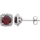 .015 Ctw Natural Diamond Earrings Sterling Silver Natural Mozambique Garnet &