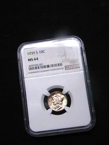 1939 S 10C NGC MS64  Silver Mercury Dime.