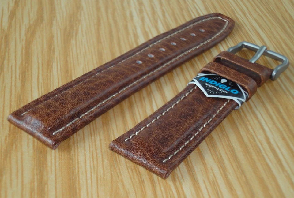 Nautica Cronógrafo Indiglo Cuero Genuino Banda Marrón 20mm/18 -Austria, Nuevo Nuevo de Lote Antiguo Foto 4 de 4