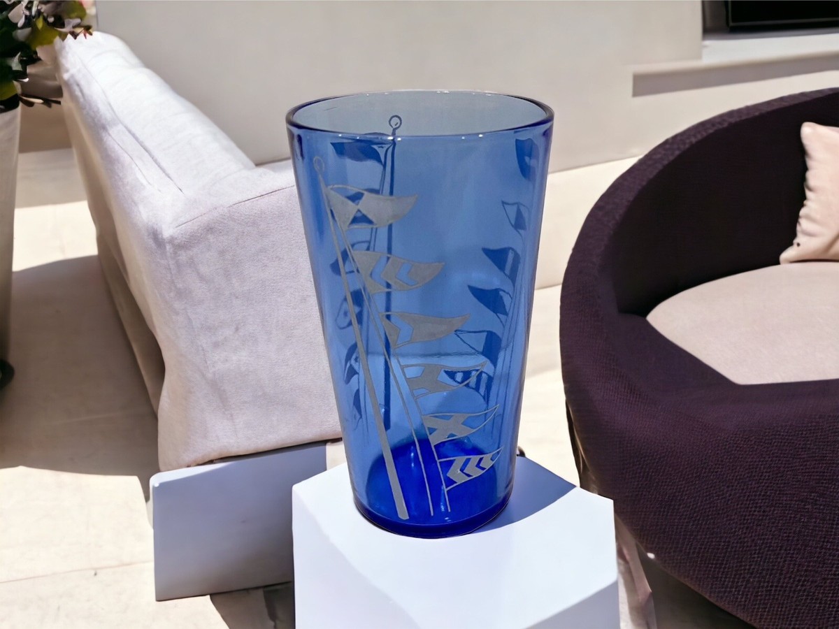 Designer Hazel Atlas Cobalt Blue Nautical Flags Cocktail Shaker