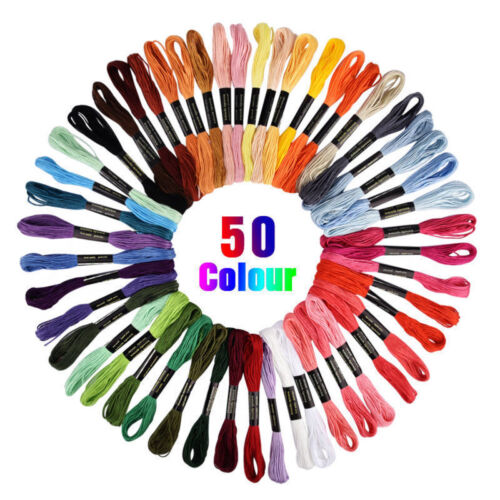 Lot 50 Multi Colors Cross Stitch Floss Cotton Thread Embroidery Sewing Skeins UK - Picture 1 of 12