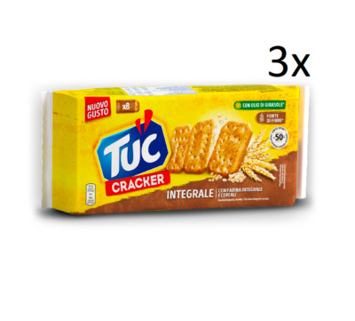 3x Tuc Cracker Integrale Vollkorn Salzgebäck Gesalzen mit Vollkornmehl 267g