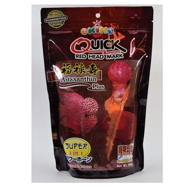 Quick Red Head Mark Fish Pellets Okiko Flower horn Food Astaxanthin 500 g.