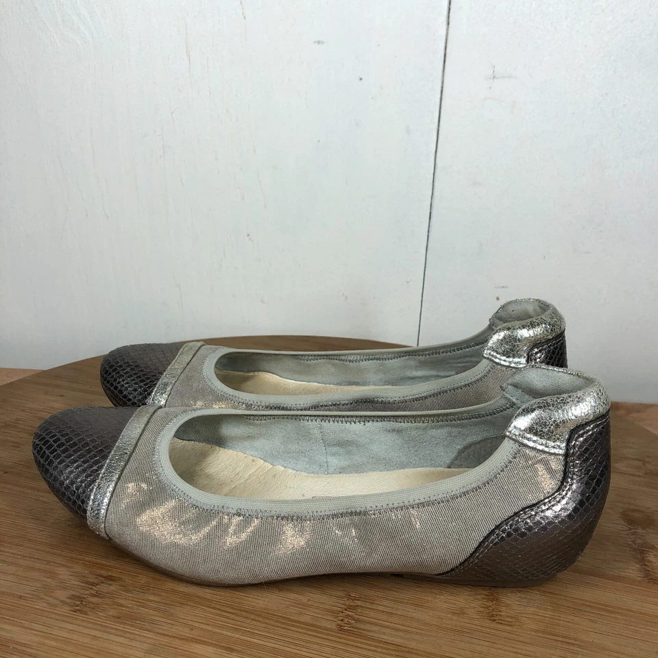 Zapatos Tamaris 37 Mujer 6.5 Ballet Planos Gris Puntera Casual Sin Cordones Carrera Foto 2 de 4