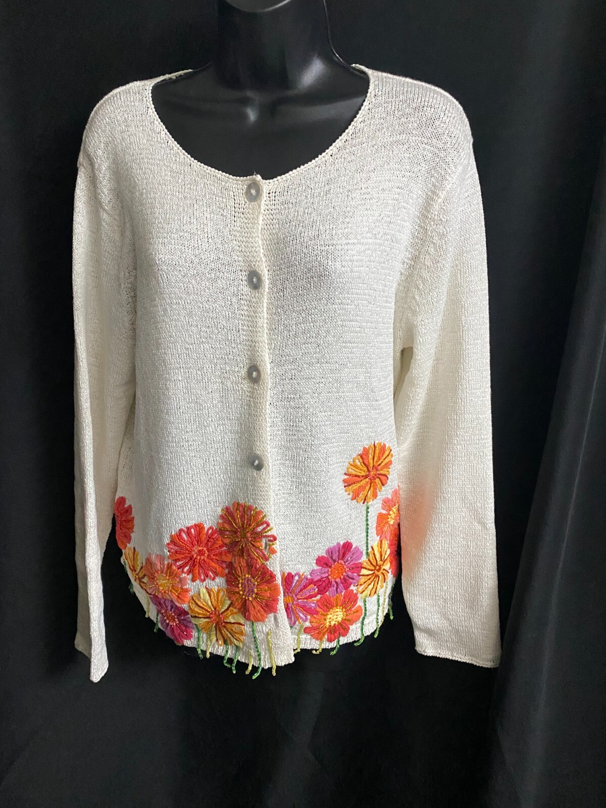 SUSAN BRISTOL WHITE CARDIGAN SWEATER 