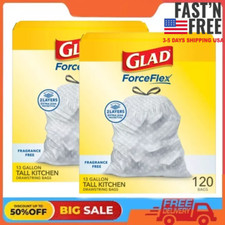 Glad ForceFlex Tall Kitchen Drawstring Trash Bags, 13 Gallon, 120 Count x 2 PACK