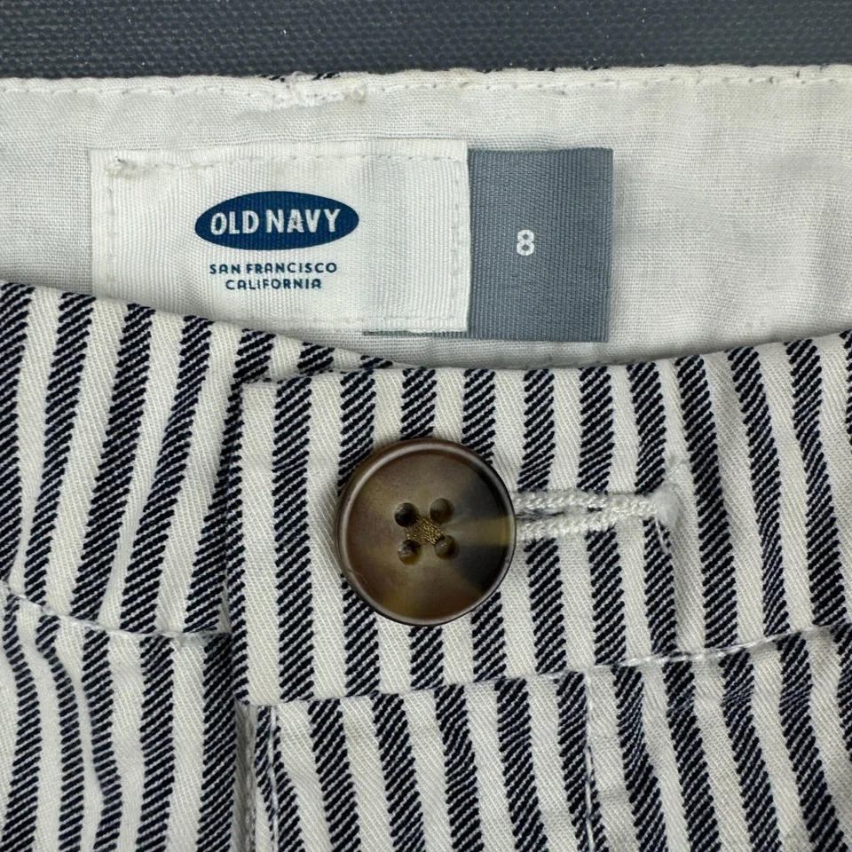 Pantalones Cortos Old Navy Para Mujer 8 Rayas Seersucker Algodón Azul Blanco Verano Playa Foto 3 de 4