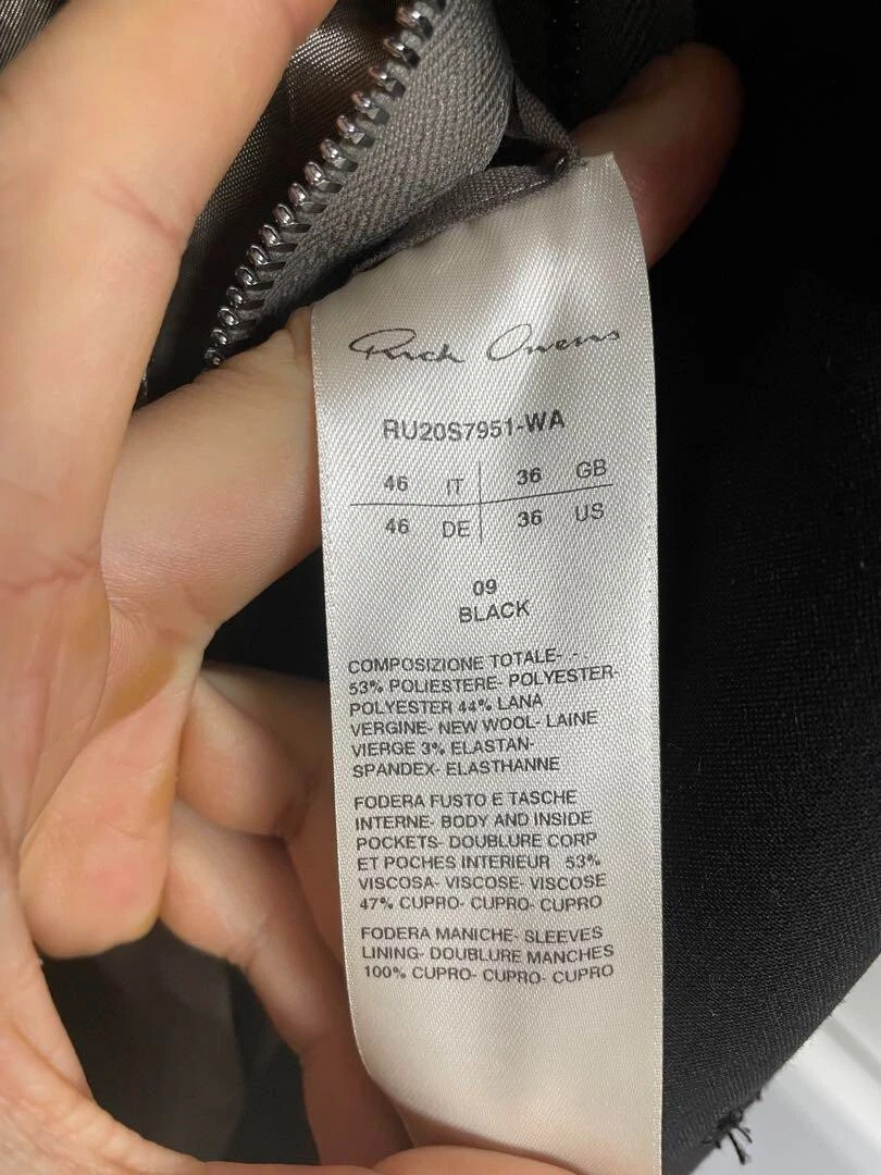 Rick Owens TECUATL Coat Jacket Men US 36 Black 20SS Rare From