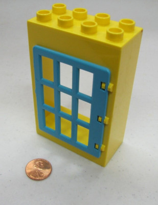 Lego Duplo Yellow & Blue Large Door Window Pane Unit Building Block 2X4X6