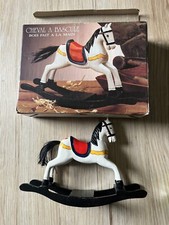 Vintage Hand Crafted Carved Painted Wood Rocking Carousel Horse Doll Prop