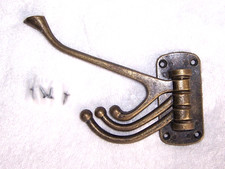 TRIPLE HOOK Antique-BRASS METAL SWIVEL COAT 3 HOOKs wall mount space saving