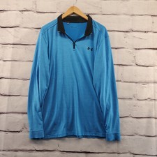 UNDER ARMOUR GOLF HeatGear Jacket Mens Large Athletic Long Sleeve 1/4 Zip Blue