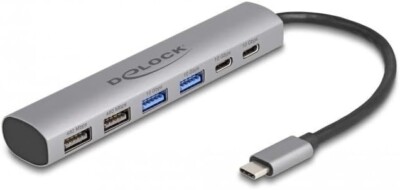 DeLOCK 6 USB-Ports mit 4 x USB Typ-A Buchse und 2 x USB Type-C  Buchse 64232