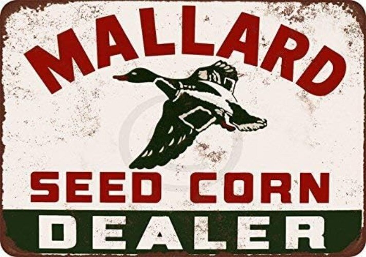 Tin Metal Sign Aluminum Retro Mallard Seed Corn Wall Art 8x12