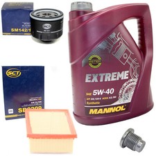 Motoröl Filter Set 5W40 5 Liter + Ölablassschraube für Renault Megane Scénic