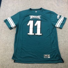 Philadelphia Eagles Shirt Mens XL Blue Short Sleeve Spell Out Logo Carson Wentz*