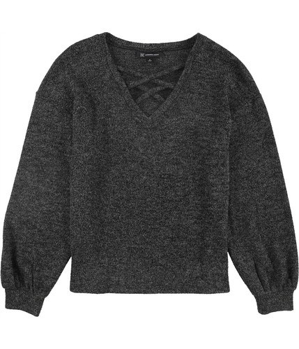 Inc Womens Knit Criss-Cross Front V-Neck Sweater Blue L
