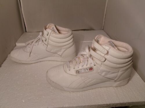 Vintage Reebok Classic Freestyle Hi Top Aerobic Sneakers Wmn 7.5 White RA806 PYE