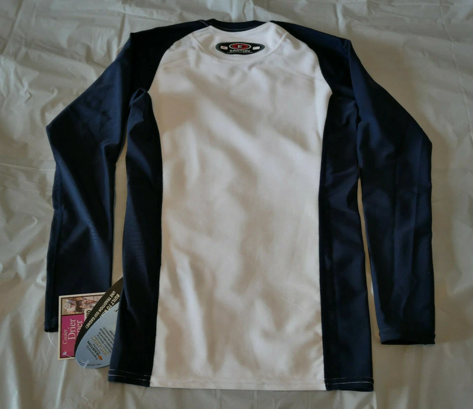 Easton Youth Boy Large (14.5in Pit to Pit/ Long 22in)  Bio-Dri  Shirt Navy/White - Image 3 of 4