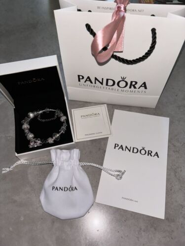 pandora bracelet with Silver charms 20cm & accessories - Afbeelding 1 van 2