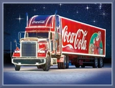 Coca Cola SANTA TRUCK IS COMING CHRISTMAS Semi Truck Toolbox/Refrigerator Magnet