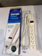 6 Outlet Power Strip With 15 Amp Breaker 4  Cord Lighted Switch Surge Pro.
