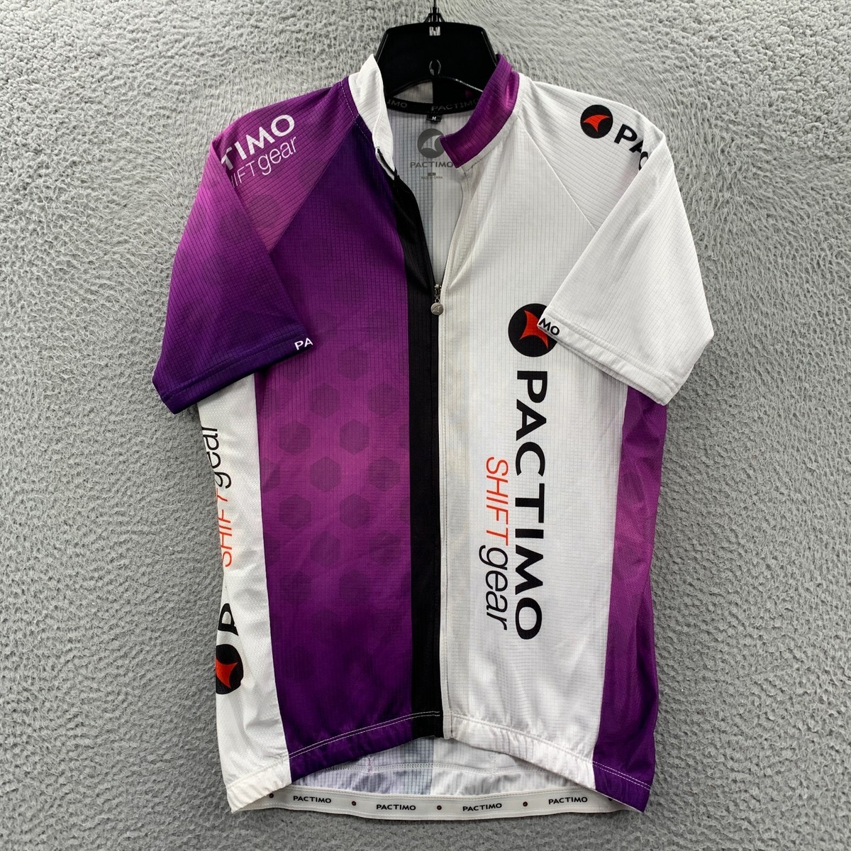 PACTIMO Cycling Jersey Womens Medium Full Zip White Purple