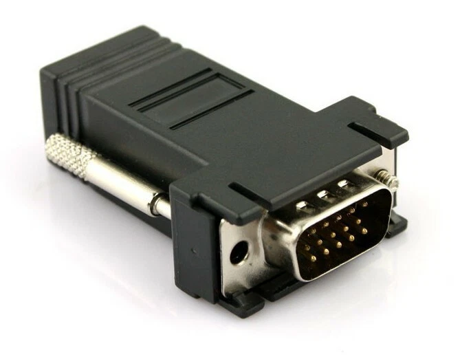 ADATTATORE CONVERTITORE DA VGA MASCHIO A LAN VGA TO LAN CAT 5 5e RJ45 EXTENDER - Immagine 3 di 3