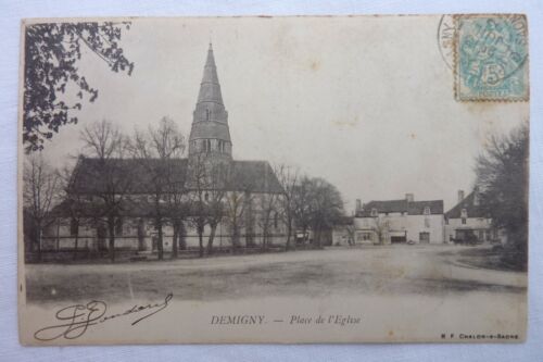 CPA 71 - DEMIGNY- Place de l'Église 1903  Réf E / 09 - Imagen 1 de 2