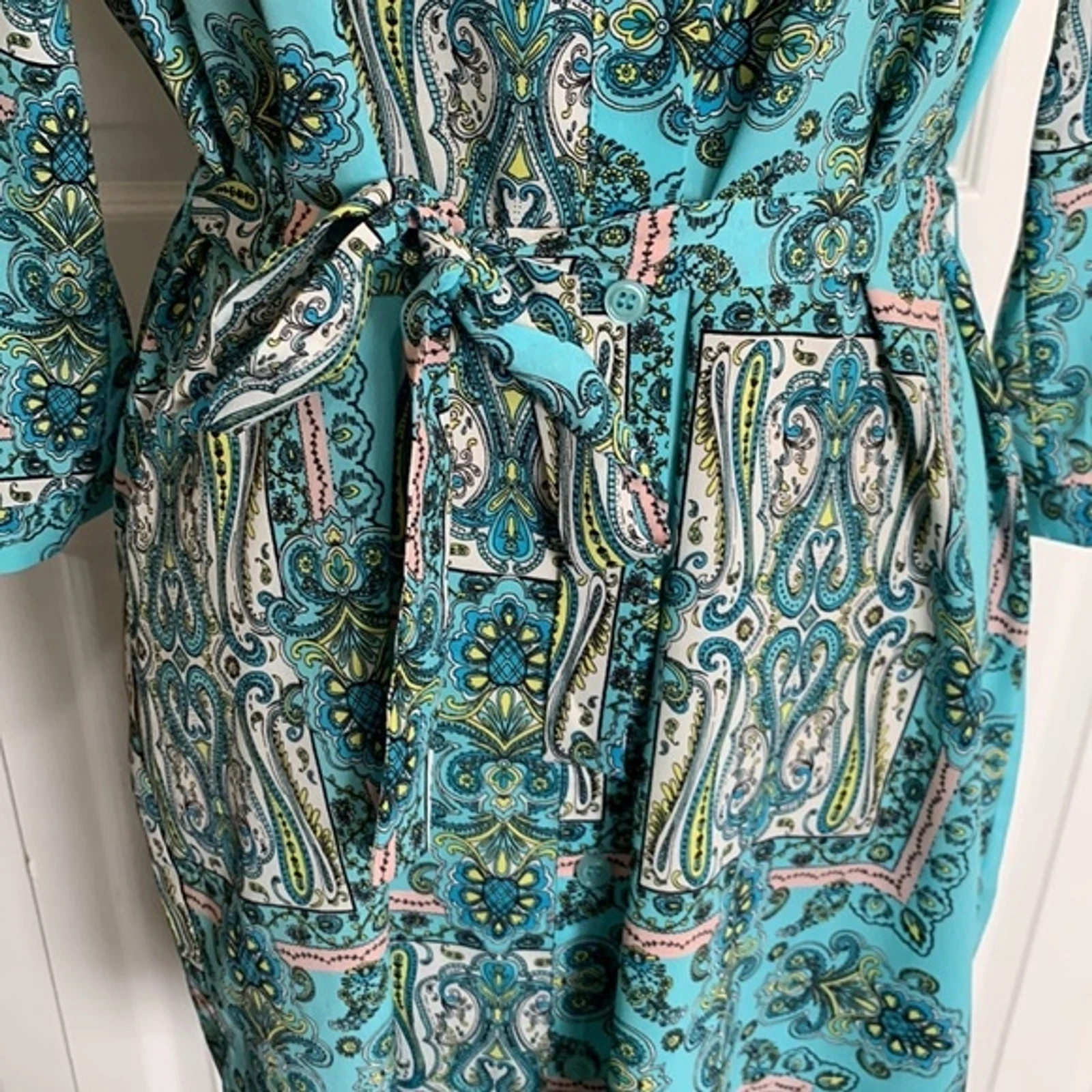 UNDERCOVER Victoria’s Secret Paisley Belted Button Down Shirt Dress Sz L