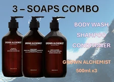 Grown Alchemist 3-Soaps Combo 500ml - Shampoo/Conditioner/Bodycleanser
