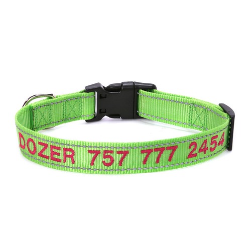 2023 Personalised Nylon Dog Collar Embroidered Name/text Reflective