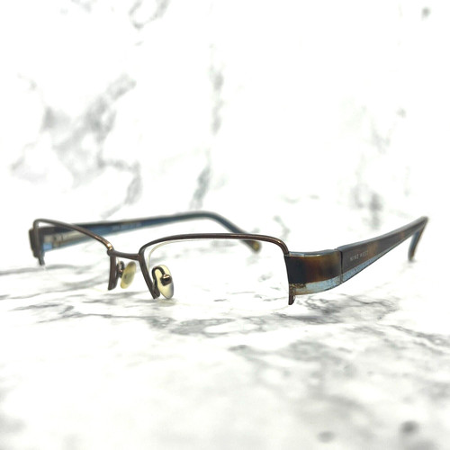 Nine West 377 JDS Eyeglasses Frames Brown Blue Rectangular Half Rim 53-16-130