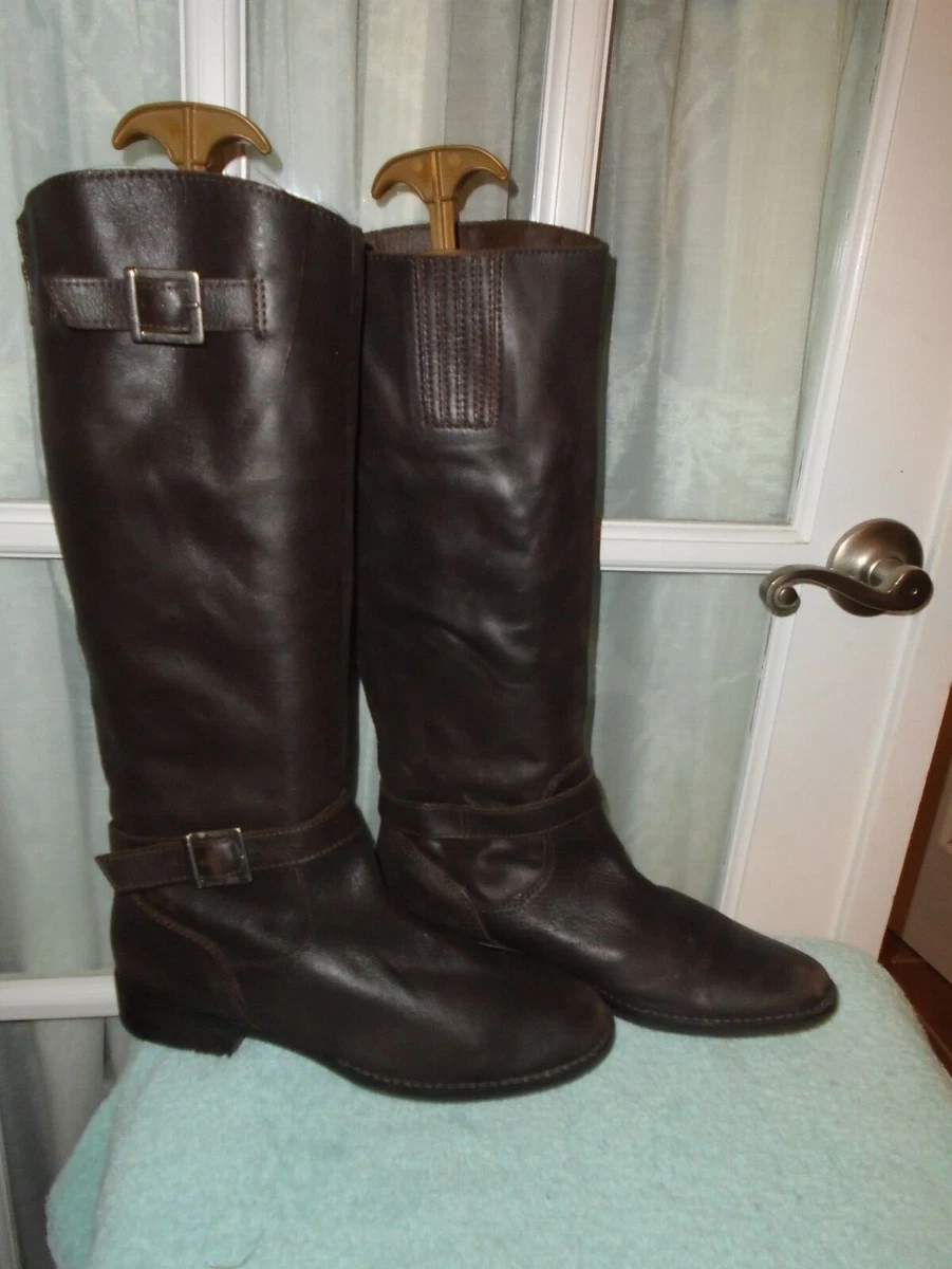 MATISSE Brown Leather Zip Knee High Riding Boots Womens Size 9 M Brazil made