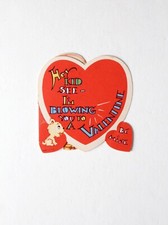 vintage Valentine's Day Card fold out heart shape made in USA 1930s - 1940s