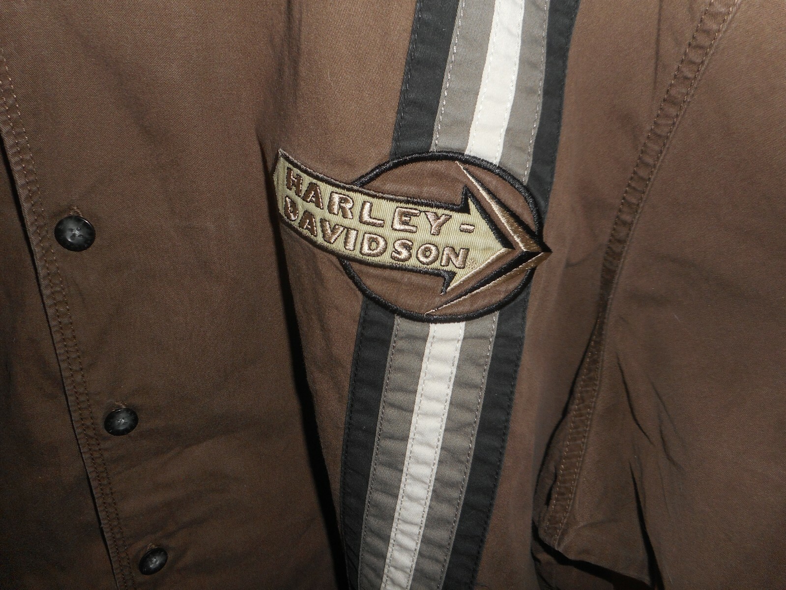 Harley Davidson Button Front Brown Embroidered Ba… - image 5