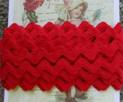 5 yd~ 3/8'' Vintage True Red Cotton Ric Rac Trim~New/old stock ~doll masks