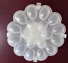 Plastic Deviled Egg Carrier Container Platter Tray Holds 18 Eggs Snap Lid Used