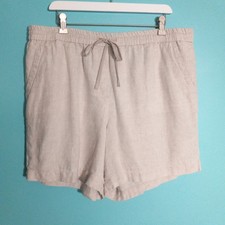 Talbots Shorts size XL, 100 Linen Beige 5.5" Inseam Drawtie Nautical Casual VG