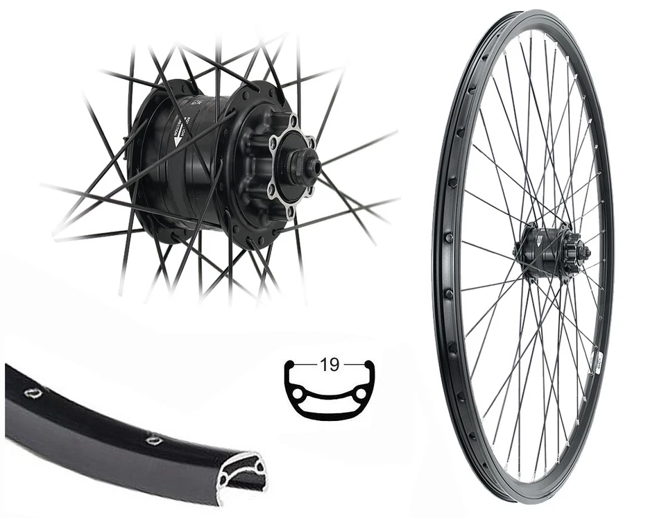 AGGRO-X 28 Zoll Vorderrad 19-622 Hohlkammer Disk Shimano DH3D32 Nabendynamo 6-Loch 6V/3W