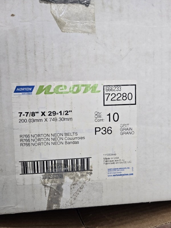 Norton Neon R766 Sanding Belts 7-7/8" x 29-1/2" P36 Coarse AO Qty 10