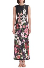 AUTH Oscar de la Renta Hollyhock Print Sleeveless Sheath Dress Size 2 US