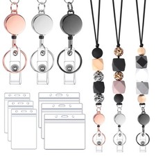 9 in 3 Set Retractable Lanyard for ID Badges, Teacher Lanyard with ID Holder ...